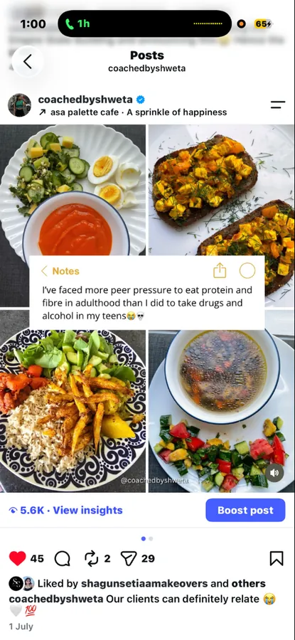 Relatable carousel for Coached by Shweta on Instagram